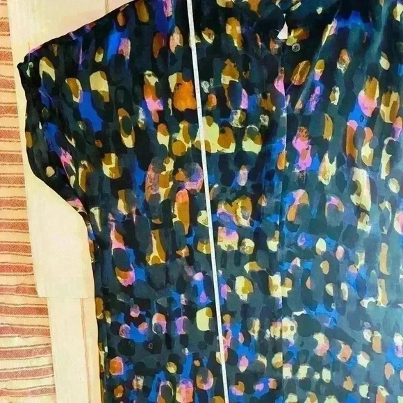 Cabi Women's M Multicolor Abstract Tunic Blouse Short Dolman Sleeve - Picture 5 of 7